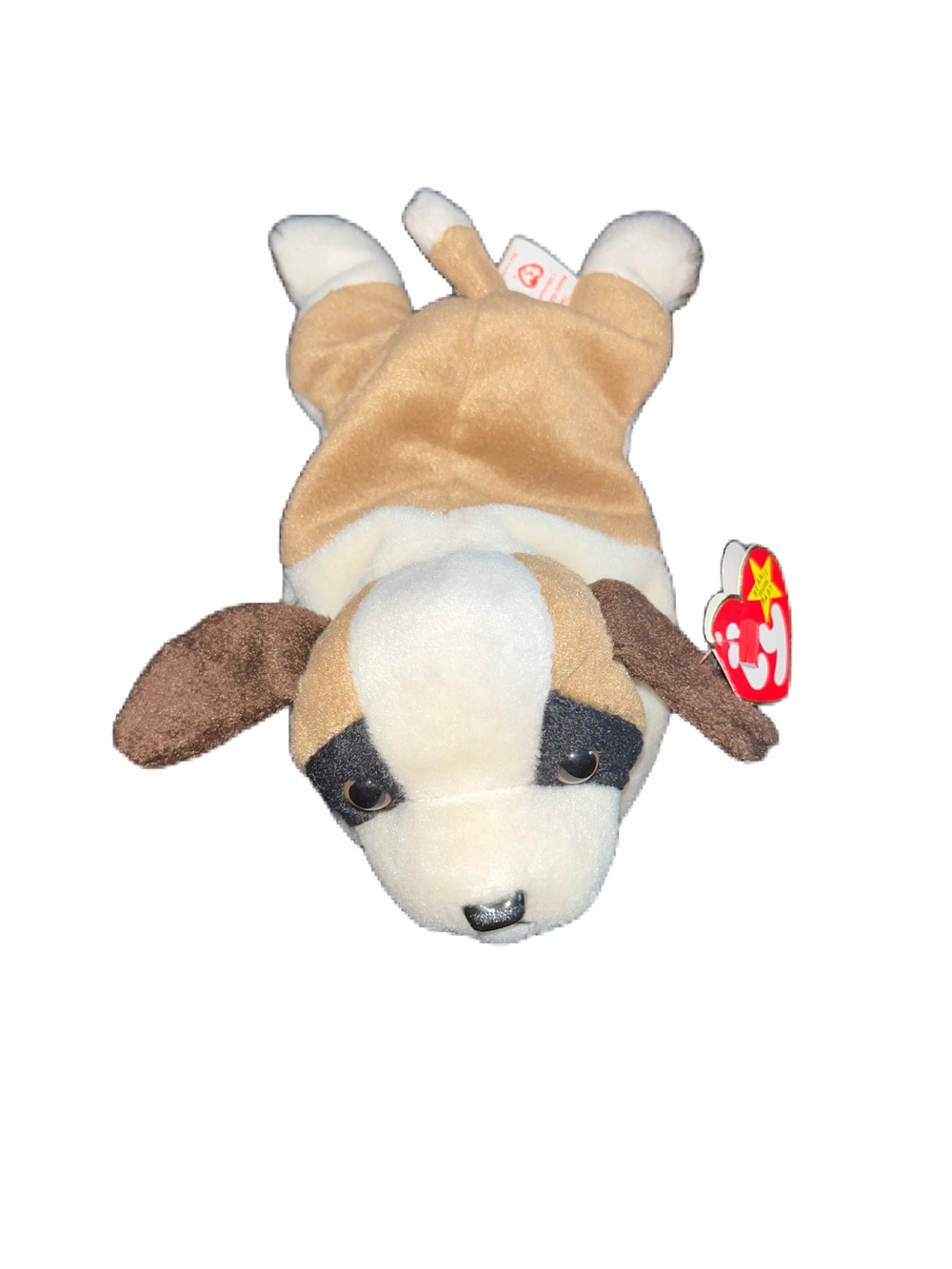 Ty Brown, White & Dark Brown Puppy Beanie Plush